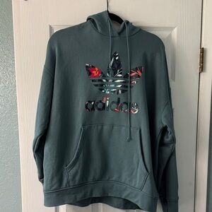 Adidas Women’s Teal Hoodie with Farm Rio Floral Logo